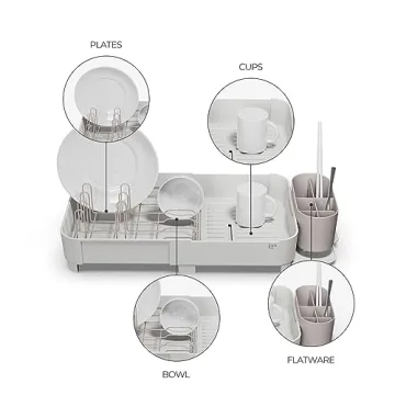 Zuutii Expandable Dish Drying Rack with Drainboard and Utensil Holder