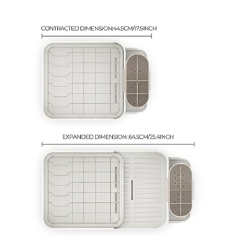 Zuutii Expandable Dish Drying Rack with Drainboard and Utensil Holder