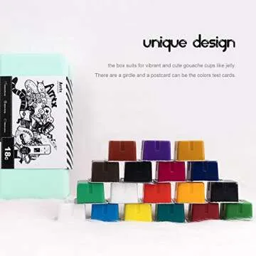 Arrtx Gouache Paint Set, 18 Colors x 30ml Unique Jelly Cup Design, Portable Case with Palette for Artists, Students, Gouache Opaque Watercolor Painting (Mint Green)