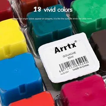 Arrtx Gouache Paint Set, 18 Colors x 30ml Unique Jelly Cup Design, Portable Case with Palette for Artists, Students, Gouache Opaque Watercolor Painting (Mint Green)
