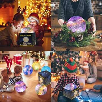 OxyLED Moon Lamp, 16 Colors 7.1 Inch 3D Print Star Moon Light with Stand Remote Touch Tap Control, USB Rechargeable Dimmable LED Night Lights for Kids Adults Friends Family Birthday Christmas Gifts