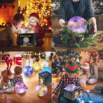 OxyLED Moon Lamp, 16 Colors 7.1 Inch 3D Print Star Moon Light with Stand Remote Touch Tap Control, USB Rechargeable Dimmable LED Night Lights for Kids Adults Friends Family Birthday Christmas Gifts