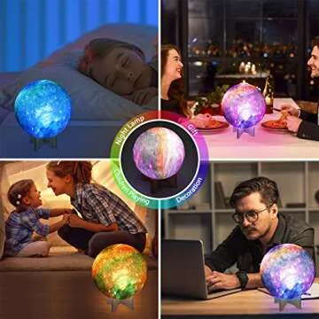 OxyLED Moon Lamp, 16 Colors 7.1 Inch 3D Print Star Moon Light with Stand Remote Touch Tap Control, USB Rechargeable Dimmable LED Night Lights for Kids Adults Friends Family Birthday Christmas Gifts