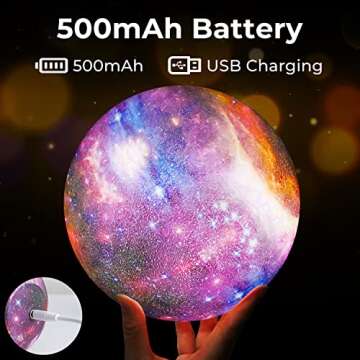 OxyLED Moon Lamp, 16 Colors 7.1 Inch 3D Print Star Moon Light with Stand Remote Touch Tap Control, USB Rechargeable Dimmable LED Night Lights for Kids Adults Friends Family Birthday Christmas Gifts