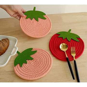 ChezMax 2 pcs Coasters for Drinks with Holder, Absorbent Woven Coffee Table Coaster Set, Braided Heat-Resistant Round Home Decor, Tabletop Protection for Kitchen Living Room Bar, Housewarming Gift