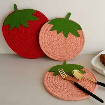 ChezMax 2 pcs Coasters for Drinks with Holder, Absorbent Woven Coffee Table Coaster Set, Braided Heat-Resistant Round Home Decor, Tabletop Protection for Kitchen Living Room Bar, Housewarming Gift