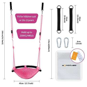 ROPECUBE Hand-Knitting Toddler Swing, Swing Seat for Kids with Adjustable Ropes, Little tikes Swing ...