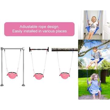 ROPECUBE Hand-Knitting Toddler Swing, Swing Seat for Kids with Adjustable Ropes, Little tikes Swing Set, for Outdoor Indoor, Playground, Backyard (Pink)