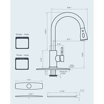 FORIOUS Kitchen Faucet with Pull Down Sprayer for Any Sink