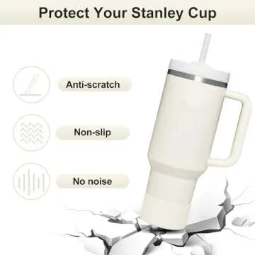 Affute Protective Silicone Boot for Stanley Quencher H2.0 40 30 20 oz & IceFlow Flip 30 20 oz, BPA Free Anti-Noise Anti-Scratch, Stanley Cup Protector Sleeve Cover Boot (Cream)