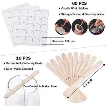 Bulk 6-Inch Candle Wicks - 100 Pcs with Wick Stickers & Centering Device for Soy/Beeswax Candle Making