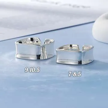 OAYAO Sterling Silver Rings for Women Men, Unisex Wide Band Thumb Ring, Handmade Chunky Silver Rings Aesthetic, Adjustable Jewelry Signet Rings for Men, Anillos Para Hombre