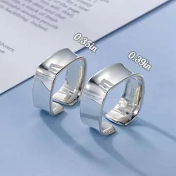 OAYAO Sterling Silver Rings for Women Men, Unisex Wide Band Thumb Ring, Handmade Chunky Silver Rings Aesthetic, Adjustable Jewelry Signet Rings for Men, Anillos Para Hombre