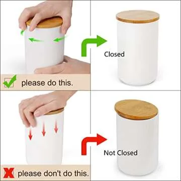 hjn Ceramic Food Storage Jars with Airtight Lids -Storage jars set of 3, Coffee Container with wood lid for Serving Bean, Spice, Tea, Candy Preserving -3 /pcs of set