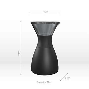 asobu Black Insulated Pour Over Coffee Maker 32 oz