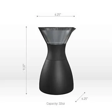 asobu Black Insulated Pour Over Coffee Maker 32 oz
