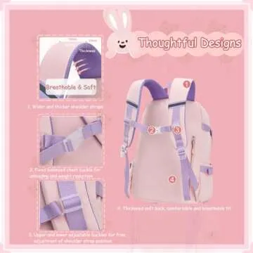 VIDOSCLA Bunny Backpack for Girls Cute Sequin Kids Backpack