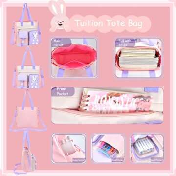 VIDOSCLA Bunny Backpack for Girls Cute Sequin Kids Backpack