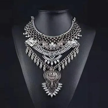 Long Tassel Chunky Boho Statement Necklace for Women