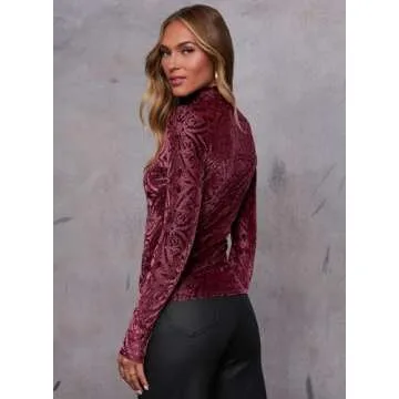 Miduo Velvet Cowl Neck Blouse for Stylish Women