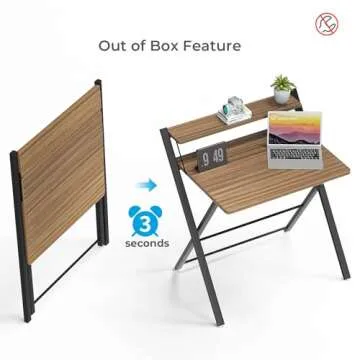 GreenForest Folding Desk with No Assembly and Shelf