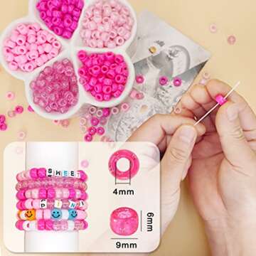 MIIIM 1000PCS Pink Pony Beads Kit for Crafting Jewelry