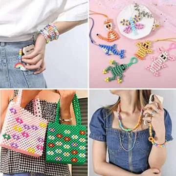 MIIIM 1000PCS Pink Pony Beads Kit for Crafting Jewelry