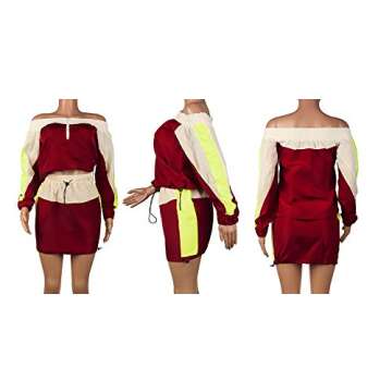 Molilove 2 Piece Outfits for Women Top and Short Skirt Lightweight Windbreaker Set Women Two Piece Outfits Sets, Wine, Medium