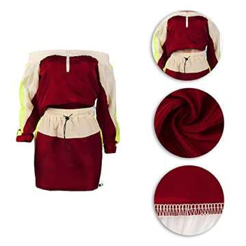 Molilove 2 Piece Outfits for Women Top and Short Skirt Lightweight Windbreaker Set Women Two Piece Outfits Sets, Wine, Medium