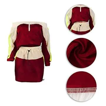 Molilove 2 Piece Outfits for Women Top and Short Skirt Lightweight Windbreaker Set Women Two Piece Outfits Sets, Wine, Medium