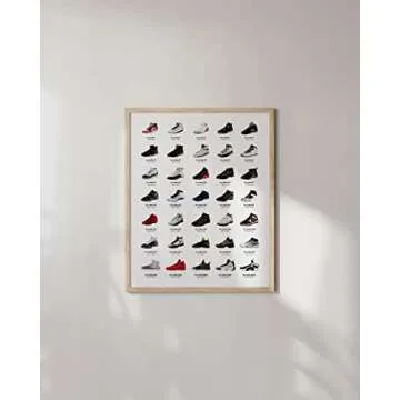 HAUS AND HUES Jordan Sneaker Posters for Guys - Michael Jordan Shoe Cool Wall Art for Bedroom, Dope Hypebeast Sneakerhead Room Decor, (12”x16” UNFRAMED)