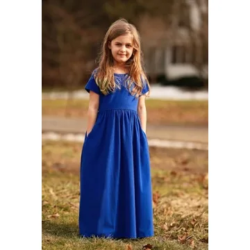 Arshiner Girls Casual Maxi Dress with Pockets for 8-9 Years