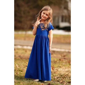 Arshiner Girls Casual Maxi Dress with Pockets for 8-9 Years