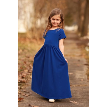 Arshiner Girls Casual Maxi Dress with Pockets for 8-9 Years