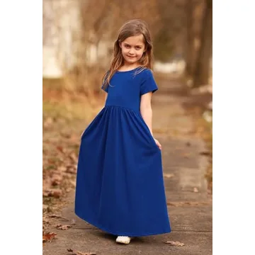 Arshiner Girls Casual Maxi Dress with Pockets for 8-9 Years