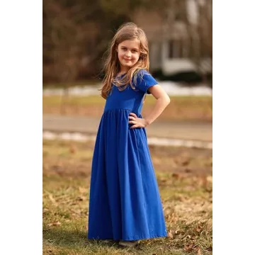 Arshiner Girls Casual Maxi Dress with Pockets for 8-9 Years