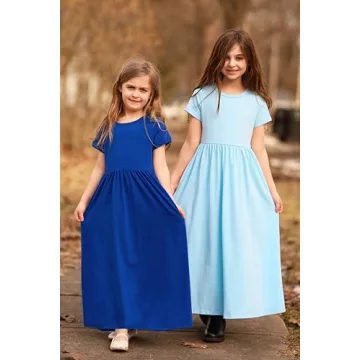 Arshiner Girls Casual Maxi Dress with Pockets for 8-9 Years