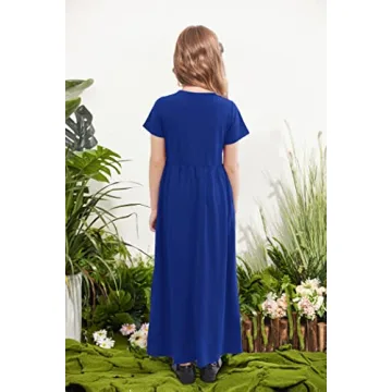 Arshiner Girls Casual Maxi Dress with Pockets for 8-9 Years