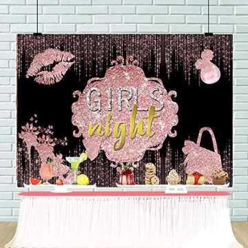 8x6ft Girls Night Backdrop for Party Decorations Lady Women Girls Rose Gold Pink High Heels Bags Glitter Backdrop Bachelorette Bridal Shower Night Background Photography Decor Banner