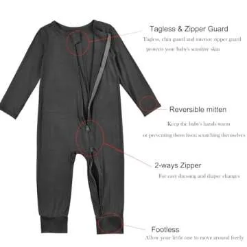 Aablexema Baby Footless Pajamas 3-pack Unisex Romper