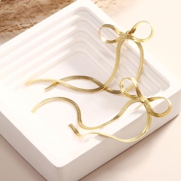 Follome Gold Bow Dangle Drop Earrings for Women