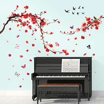 3D Red Plum Blossom Wall Decals for Home Decoration
