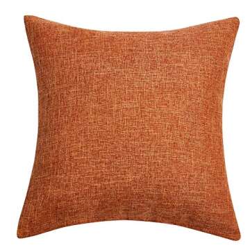 Anickal Thanksgiving Pillow Covers 18x18 Inch for Fall Decor Set of 2 Burnt Orange Rustic Linen Deco...