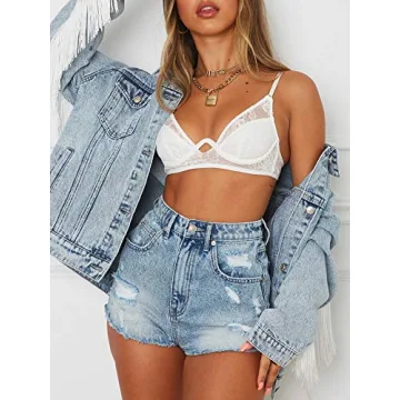 Justalwart Blue Washed Denim Jacket with Fringe Trimming
