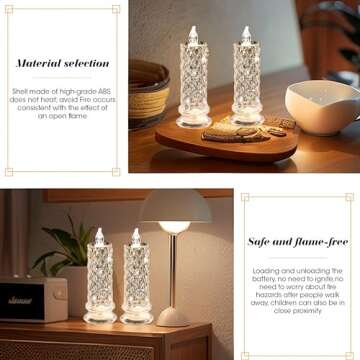 SupBri Rose Shadow LED Flameless Candles, 4PCS Romantic Battery Operated Candles Led Pillar Candles for Valentines Proposal Anniversary Wedding Christmas Decorations(White, D 2.5" x H 7.2")