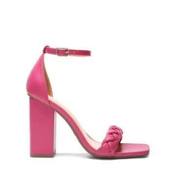 DREAM PAIRS Women's Heels for Women Braided Open Toe Ankle Strap High Block Chunky Heel Sandals Part...