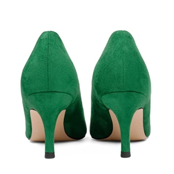 JOY IN LOVE Women's Kitten Heel Pumps Suede Green 10 US