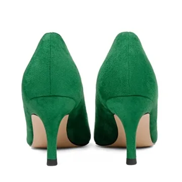 JOY IN LOVE Women's Kitten Heel Pumps Suede Green 10 US