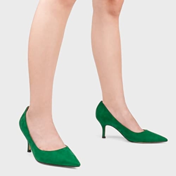 JOY IN LOVE Women's Kitten Heel Pumps Suede Green 10 US