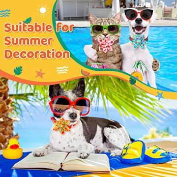 Cunno 60 Pcs Dog Collar Flowers Bulk Summer Hawaiian Dog Bow Ties Dog Collar Accessories Pet Charms ...